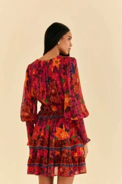 Farm Rio Pink Tropical Tapestry Mini Dress -Farm Rio Fashion Store 315148 04