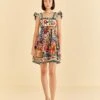 Farm Rio Off-White Tropical Yard Sleeveless Mini Dress -Farm Rio Fashion Store 315948 01