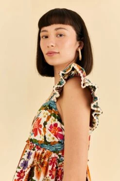 Farm Rio Off-White Tropical Yard Sleeveless Mini Dress -Farm Rio Fashion Store 315948 04