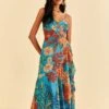 Farm Rio Blue Flower Dream Sleeveless Midi Dress -Farm Rio Fashion Store 315953 02