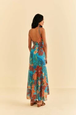 Farm Rio Blue Flower Dream Sleeveless Midi Dress -Farm Rio Fashion Store 315953 04