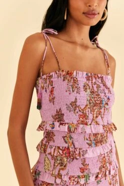 Farm Rio Lilac Floral Monkey Smocked Mini Dress -Farm Rio Fashion Store 315956 03