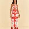 Farm Rio Pink Soft Garden Halter Neck Midi Dress -Farm Rio Fashion Store 315958 01