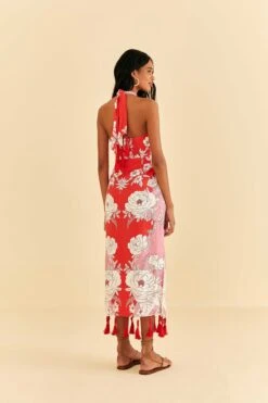 Farm Rio Pink Soft Garden Halter Neck Midi Dress -Farm Rio Fashion Store 315958 03
