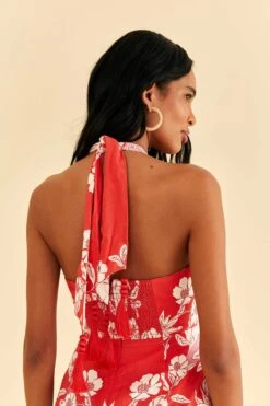 Farm Rio Pink Soft Garden Halter Neck Midi Dress -Farm Rio Fashion Store 315958 05