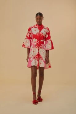 Farm Rio Pink Soft Garden Short Sleeve Mini Dress 10 Farm Rio Pink Soft Garden Short Sleeve Mini Dress -Farm Rio Fashion Store 315959 03