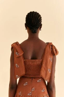 Farm Rio Caramel Embroidered Horses Crop Top 11 Farm Rio Caramel Embroidered Horses Crop Top -Farm Rio Fashion Store 315964 04