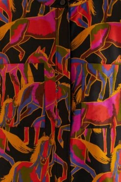 Farm Rio Black Wild Horses Maxi Shirt -Farm Rio Fashion Store 315994 05