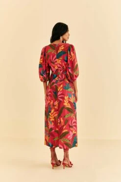 Farm Rio Red Rooster Leaves Short Sleeve Maxi Dress -Farm Rio Fashion Store 316275 04