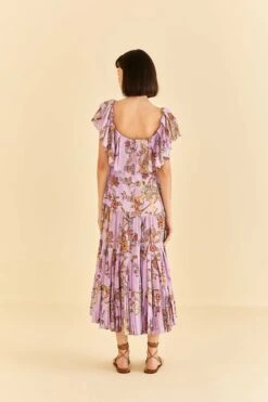 Farm Rio Lilac Floral Monkey Short Sleeve Maxi Dress -Farm Rio Fashion Store 316417 04