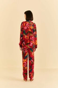 Farm Rio Red Rooster Leaves Long Sleeve Shirt -Farm Rio Fashion Store 316428 04