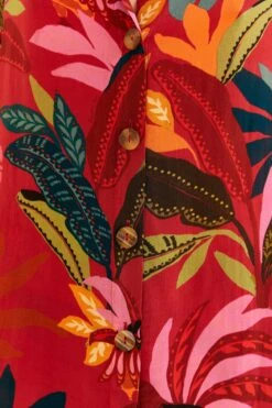 Farm Rio Red Rooster Leaves Long Sleeve Shirt -Farm Rio Fashion Store 316428 05