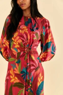 Farm Rio Red Rooster Leaves Long Sleeve Mini Dress 9 Farm Rio Red Rooster Leaves Long Sleeve Mini Dress -Farm Rio Fashion Store 316430 03