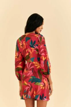Farm Rio Red Rooster Leaves Long Sleeve Mini Dress 10 Farm Rio Red Rooster Leaves Long Sleeve Mini Dress -Farm Rio Fashion Store 316430 04