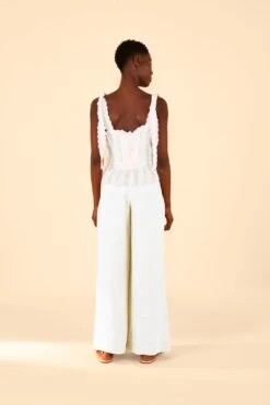 Farm Rio Off-White High Waist Pants -Farm Rio Fashion Store 317222 03