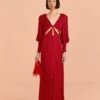 Farm Rio Red Cut Out Long Sleeve Lenzing™ Ecovero™ Viscose Maxi Dress -Farm Rio Fashion Store 317498 01