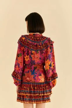 Farm Rio Pink Tropical Tapestry Mini Skirt -Farm Rio Fashion Store 318099 04