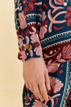 Farm Rio Teal Seashell Tapestry Shirt -Farm Rio Fashion Store 318132 05