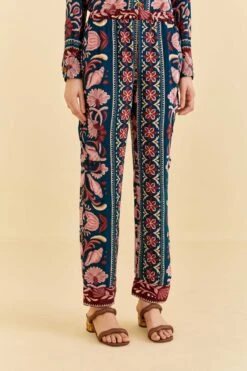 Farm Rio Teal Seashell Tapestry Cargo Pants -Farm Rio Fashion Store 318133 03