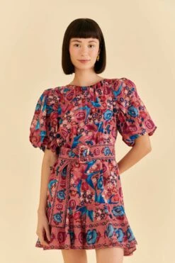 Farm Rio Blush Floral Birds Mini Dress -Farm Rio Fashion Store 318135 02