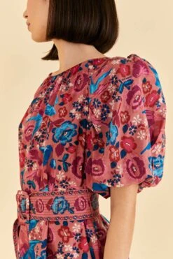 Farm Rio Blush Floral Birds Mini Dress -Farm Rio Fashion Store 318135 03