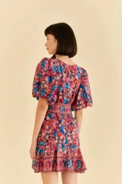 Farm Rio Blush Floral Birds Mini Dress -Farm Rio Fashion Store 318135 04