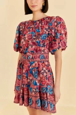 Farm Rio Blush Floral Birds Mini Dress -Farm Rio Fashion Store 318135 05