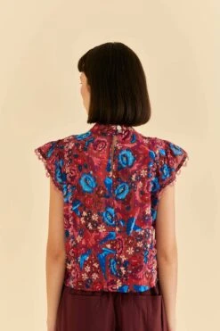 Farm Rio Blush Floral Birds Sleeveless Blouse -Farm Rio Fashion Store 318136 03