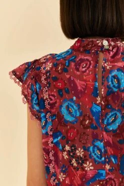 Farm Rio Blush Floral Birds Sleeveless Blouse -Farm Rio Fashion Store 318136 04