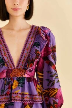 Farm Rio Purple Maxi Flowers Mini Dress 11 Farm Rio Purple Maxi Flowers Mini Dress -Farm Rio Fashion Store 318162 03