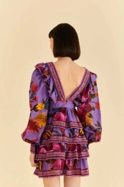 Farm Rio Purple Maxi Flowers Mini Dress 12 Farm Rio Purple Maxi Flowers Mini Dress -Farm Rio Fashion Store 318162 04