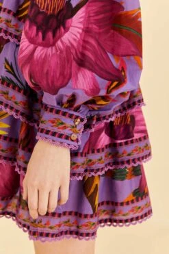 Farm Rio Purple Maxi Flowers Mini Dress 13 Farm Rio Purple Maxi Flowers Mini Dress -Farm Rio Fashion Store 318162 05