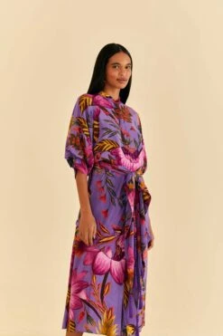 Farm Rio Purple Maxi Flowers Maxi Dress -Farm Rio Fashion Store 318178 01