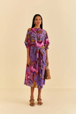 Farm Rio Purple Maxi Flowers Maxi Dress