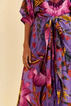 Farm Rio Purple Maxi Flowers Maxi Dress -Farm Rio Fashion Store 318178 06