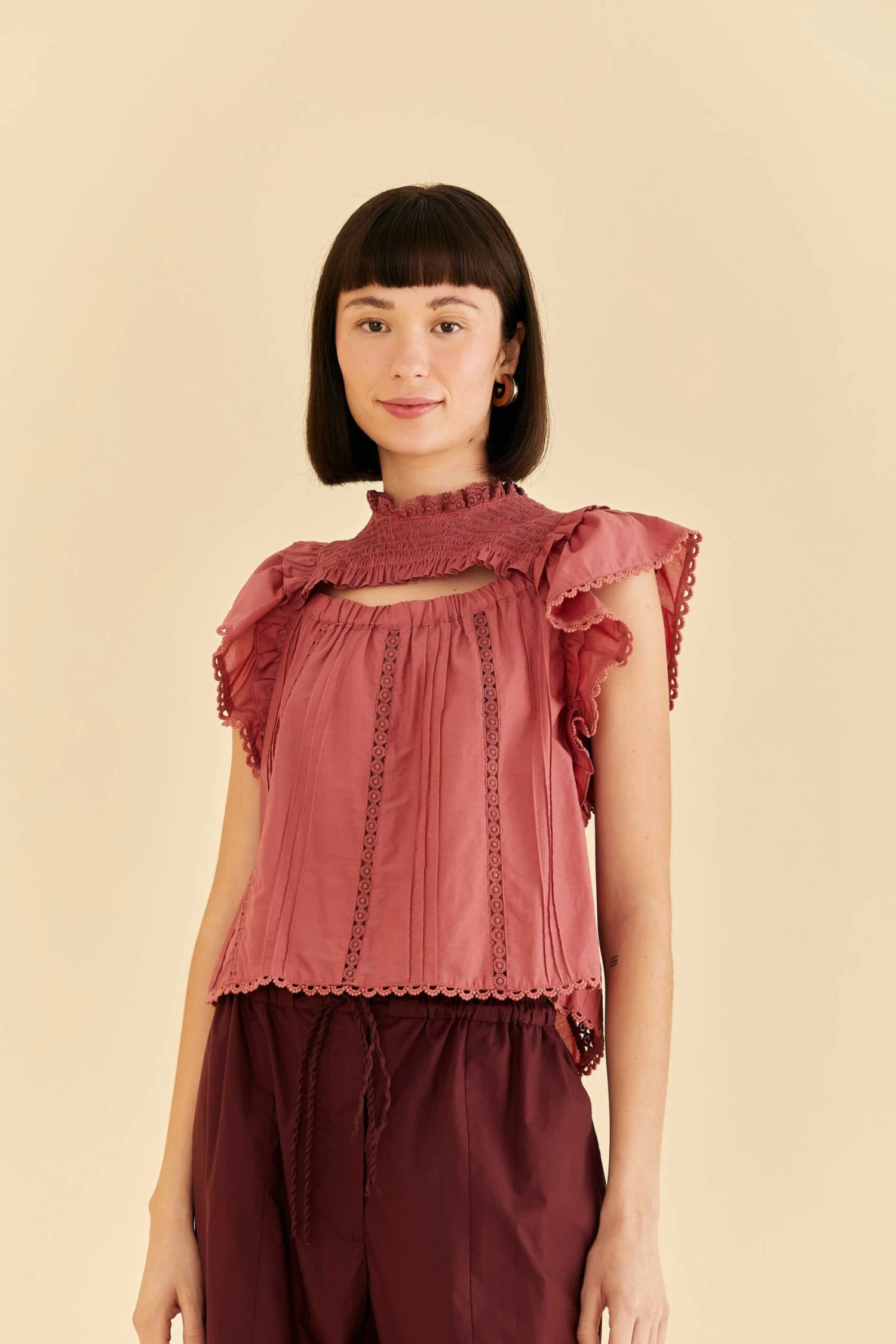 Farm Rio Blush Ruffles Blouse 3 Farm Rio Blush Ruffles Blouse
