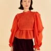 Farm Rio Orange Smocked Blouse -Farm Rio Fashion Store 320259 01