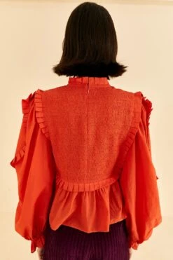 Farm Rio Orange Smocked Blouse -Farm Rio Fashion Store 320259 04