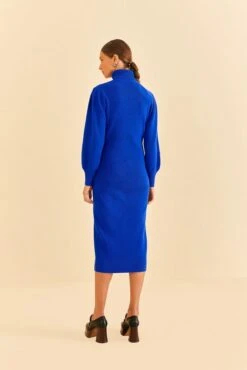 Farm Rio Blue Heart Neckline Knit Dress -Farm Rio Fashion Store 320272 04