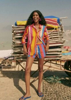 Farm Rio Carioca Stripes Multicolor Kurt Shorts -Farm Rio Fashion Store 321459 03