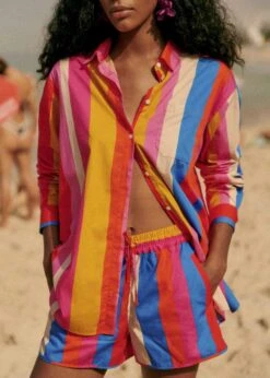 Farm Rio Carioca Stripes Multicolor Kurt Shorts -Farm Rio Fashion Store 321459 04